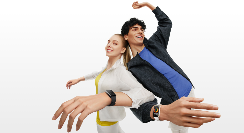 a men and a women wearing huawei Watch